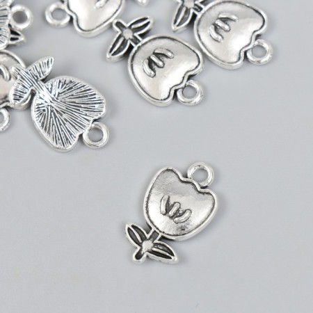 Decor for creativity Metal "Flower with leaves" silver 1.2x2 cm
