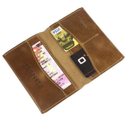 Cover for a passport with pockets, brown color-1