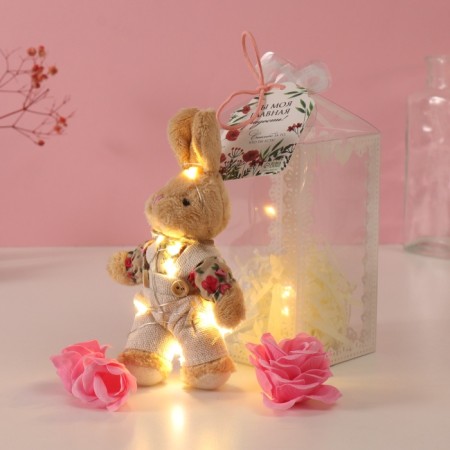 Set Gift "Bunny in the overalls" soap pink roses 5 pcs, dew 7x7x12 cm-3
