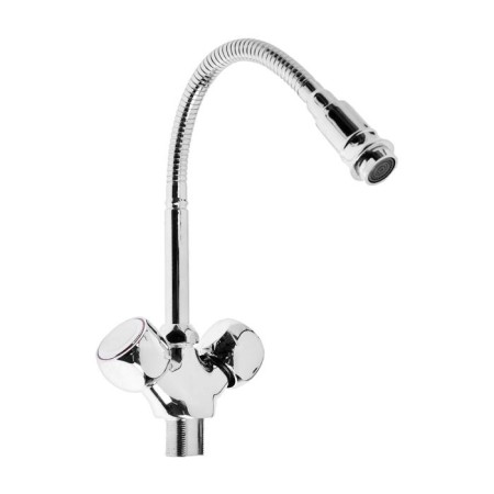 Comer for the kitchen "Everest" B58-336, two-wound, flexible spout, on a nut, chrome-1