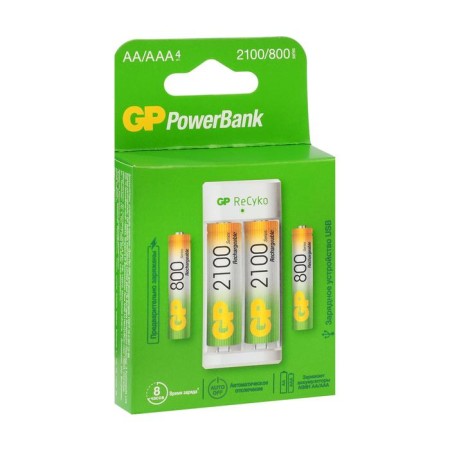Charger GP E211 + 4 AA/AAA 2100/800 MAh, white batteries-4