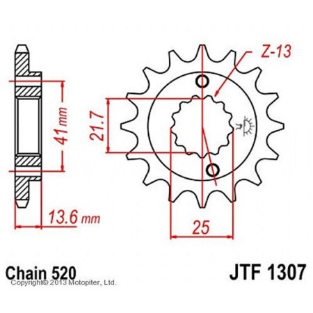 Leading star, JT SPROCKETS F1307-14, chain 520, 14 teeth