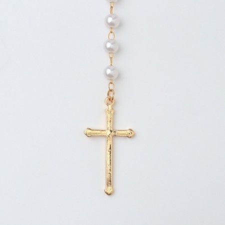 Pearl pearl "cross" color gold, 40cm-3