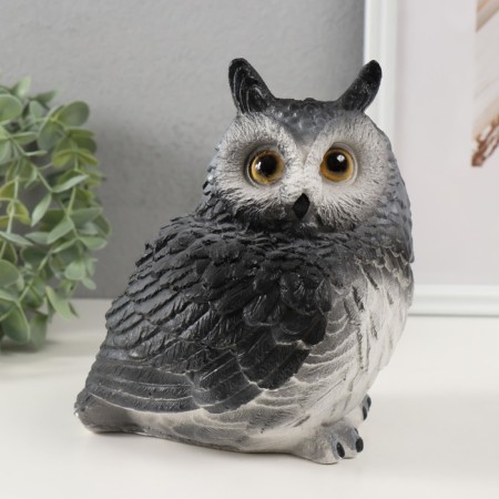 Piggy bank "owl with ears gray" height 18 cm, width 15 cm, length 16 cm-1