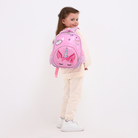 Baby backpack on lightning, 3 outer pockets, pink color
