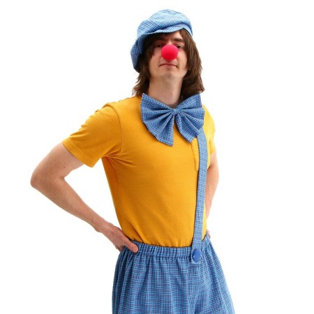 Clown with a butterfly carnival costume, blue cage, p. 48-56-1