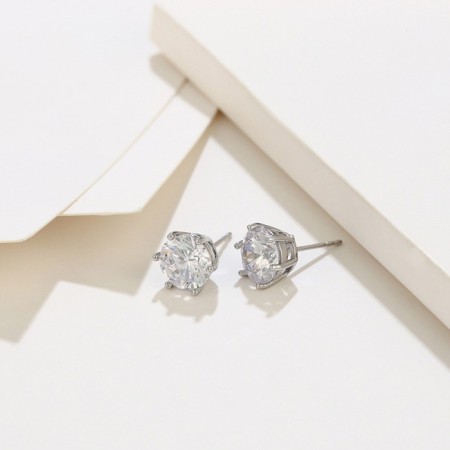 Earrings with rhinestones Xuping Cuts, white color in silver-3