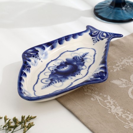 Herring "fish", gzhel, porcelain, 24x14 cm