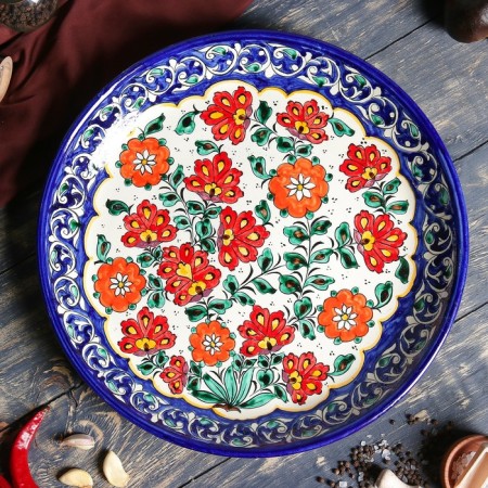 Largan Rishtan ceramics "Flowers", 37 cm, blue-1