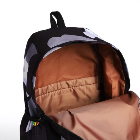 Youth backpack from textiles, 3 pockets, black/gray color-5