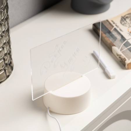 Nightlight with marker for notes, 17.5x15x9.5 cm, 6 LED, USB, rectangles., T/white-1