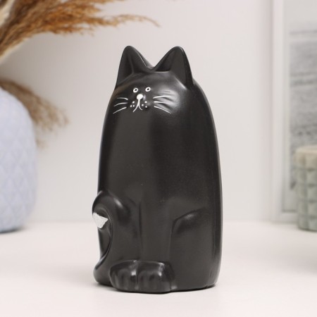 Piggy bank "Cat Murzik" black, 15 cm-1