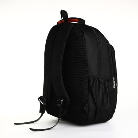 Youth backpack on a zipper, 4 pockets, black color/orange-3