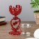 Climber Plastic, glass on 1 candle "Triple Heart" glass on the leg red 15x6.3x6.3cm