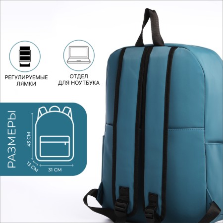 Young backpack from textiles on a zipper, waterproof, 4 pockets, green color-1