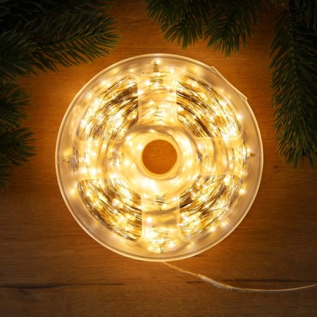 Garland "thread" 200 m Rosa, IP44, silver thread, 2000 LED, glow warm white, 36 V