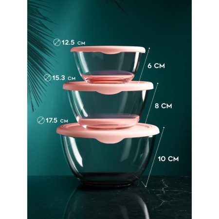 Set of containers "Rose", 1500/850/450 ml, glass, Iran-1