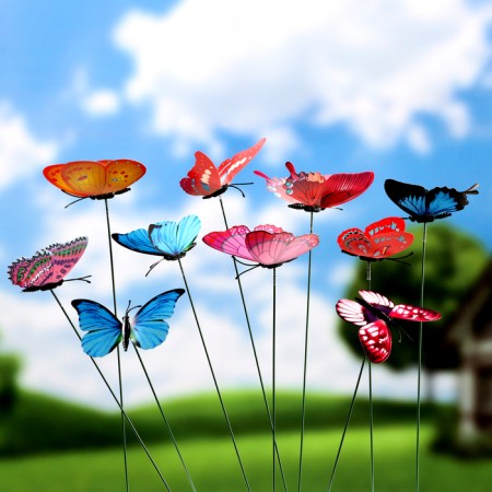 Plug "butterfly vailet" 7x8cm/25cm, set 10pcs, mix-1
