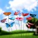 Plug "butterfly vailet" 7x8cm/25cm, set 10pcs, mix