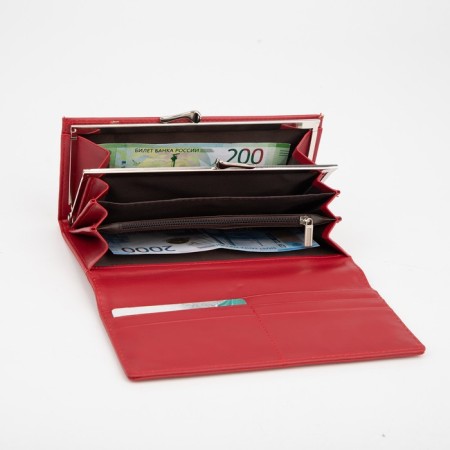 Women's wallet on magnets, red color-3