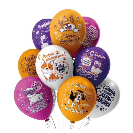 Shar Latex 12 “Happy Birthday! Dog” pastel mix 2 tbsp. 2 cent, set 5 pcs.