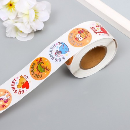 Stick Paper "joyful animals" d = 2.5 cm 500 pcs in a rolon 3x6x6 cm-4