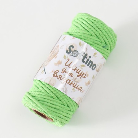 Knitting cord 100% cotton, width 3mm 25m 80g "green" 4.5x4.5x10 cm-1