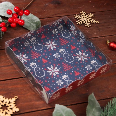 Bearbox, confectionery packaging, "Santa Claus at the Christmas tree", 15 x 15 x 3 cm, new year-4