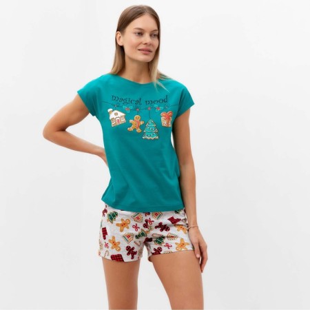 Female home set (T -shirt/shorts), green color, size 52-3