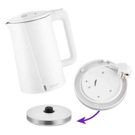 Electric KitFort KT-6612-2, plastic, Metal flask, 1.7 l, 2200 watts, white-3
