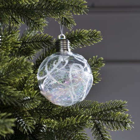 Fir -tree ball "Ice pattern", batteries, 1 LED, RGB glow-1