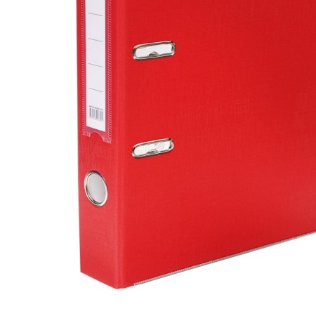 A4, 50 mm, calligrata, PVC, embossing "flax", metal edging, pocket for a spine, assembled, red, mix-9
