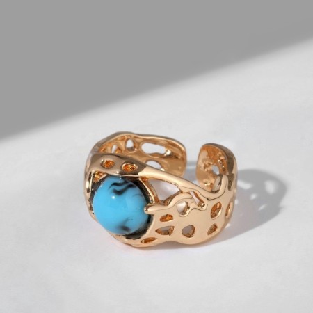 Ring "turquoise world" relief, color gold, dimensionless-3