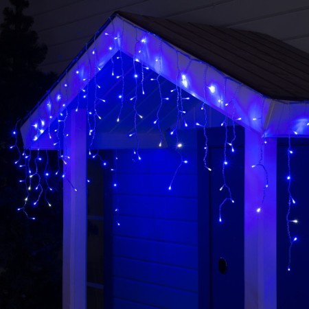 Garland "fringe" 3 × 0.6 m, IP44, UMS, transparent thread, 160 LED, glow of blue, white flicker, 220 V