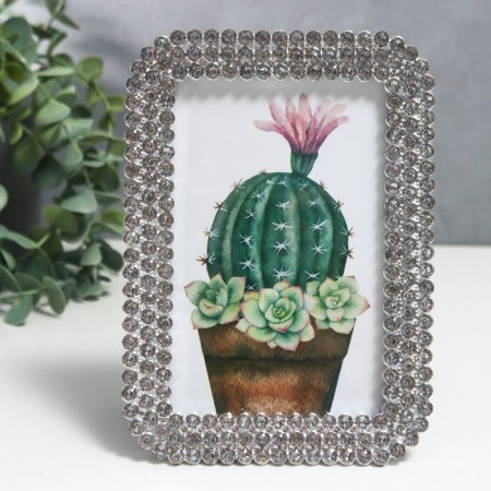 Photo frame plastic 10x15 cm "Belt from rhinestones" silver 17.5x12.5 cm