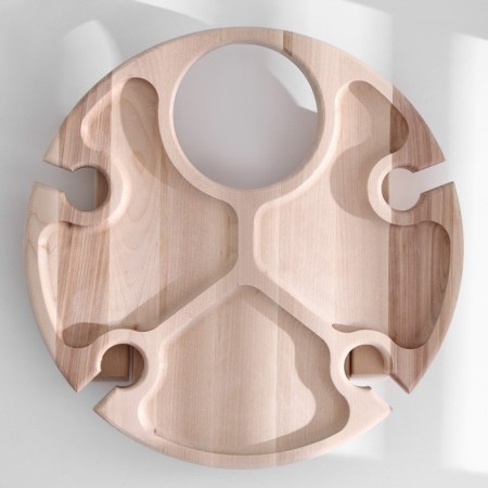 Table - tray with a menage and folding legs d = 30x2.8 cm, birch-4