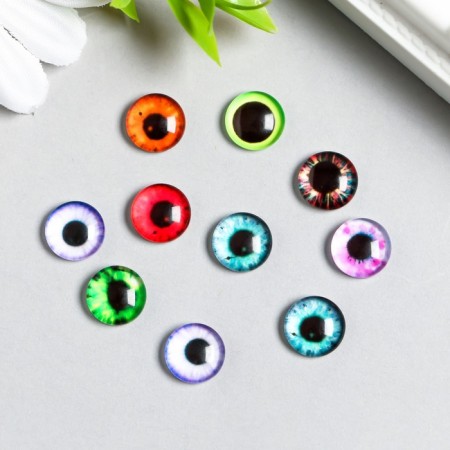 Decor for creativity Glass "Eye" set 10 pcs d = 1 cm mix