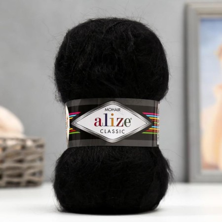 Yarn "Mohair Classic" 25% moher, 24% wool, 51% acrylic 200m/100g (60 black)