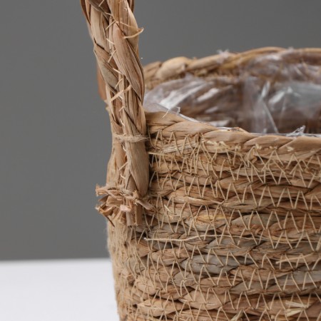 Kashpo wicker "Kenya" cylinder with handles, 15.5x15.5x13.5 cm, natural-2