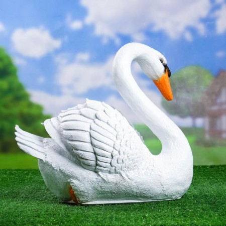 Garden figure "Swan" White, 37x25x40cm-1