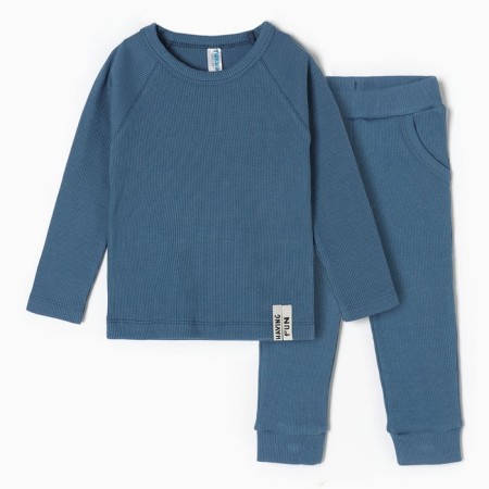 Kit for children (longshit, pants), dark blue color, height 86 cm