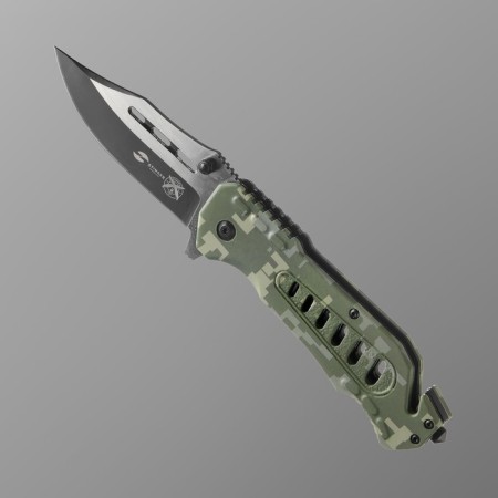 A folding stinger knife with a clip, a slope, 9 cm, blade - 3cr13, hilt - steel