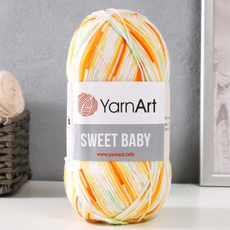 Yarn "Sweet Baby" 100% acrylic 300m/100g (902 yellow-white-salut)