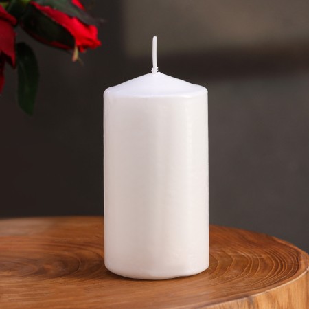 Candle cylinder, 5x10 cm, set 2 pcs, white-3