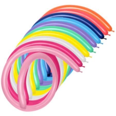 Twisting ball 260, standard, pastel, set 100 pcs., Mix