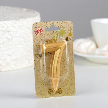 Candle in the cake "Geometry", number 7, gold metallic, 6.3 cm-1