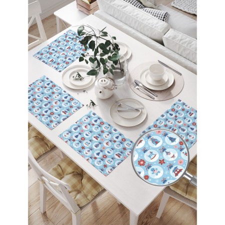 Set of napkins for setting the table "New Year's balls", rectangular, size 32x46 cm, 4 pcs-1