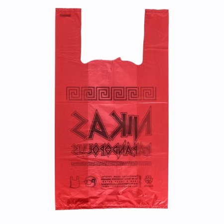 Package Polyethylene T -shirt 30 + 16 x 55 cm, 20 μm, red "Niks"-1