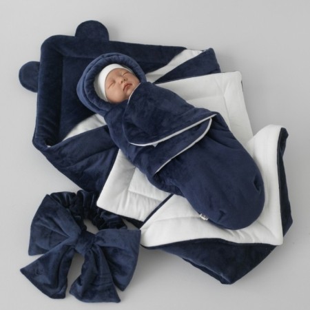 Set for discharge Winter Kinderlitto "Bear", 5 items, height 56-62 cm, dark blue color-3