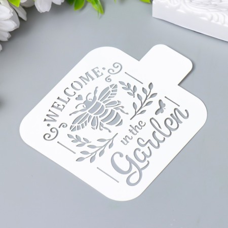 Plastic stencil "Welcome to the garden" 9x9 cm-1